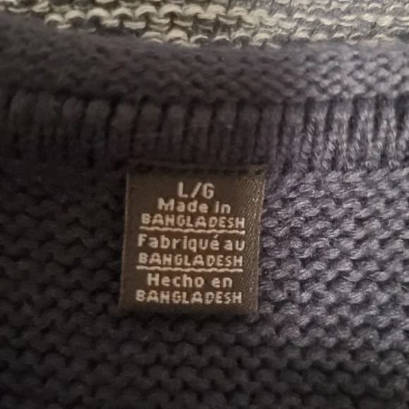 HUDSON Women's Size L Multi navy stripe 100% cotton classic tunic sweater - Picture 9 of 11